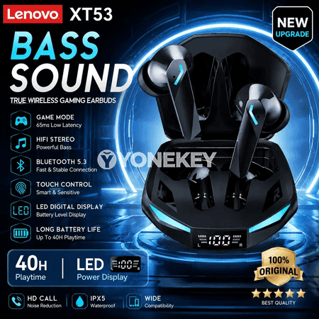Lenovo XT53 simsiz Bluetooth 5.3 oýun gulaklyklary, mikrofonly