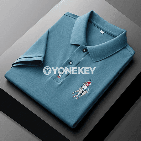 Erkekler üçin ýazky gysga ýeňli nakışly polo köýnek