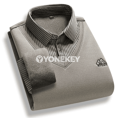 Erkekler üçin ýyly fleece polo boýunly köýnek, gyşky göni model