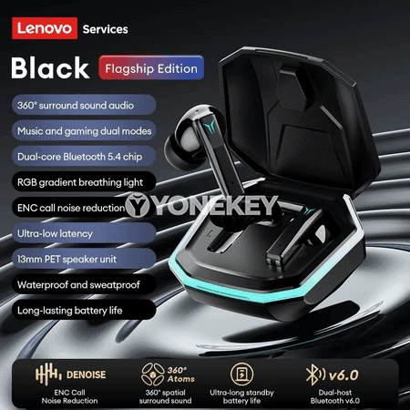 Lenovo GT105 Bluetooth gaming nauşnikler, RGB yşykly, 24 sagat