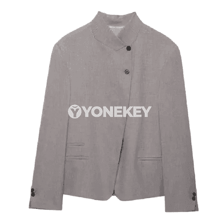 Zenanlar üçin ýokary boýun blazer, giň kesimli, ýeňli ofis penjek