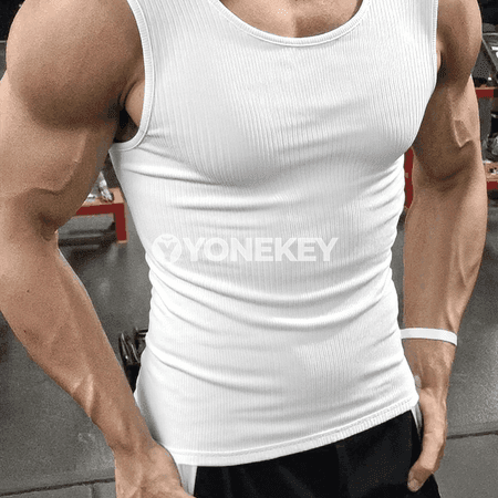 Erkekler üçin ýaz sport tank topy, ýeňsiz fitnes maýkasy