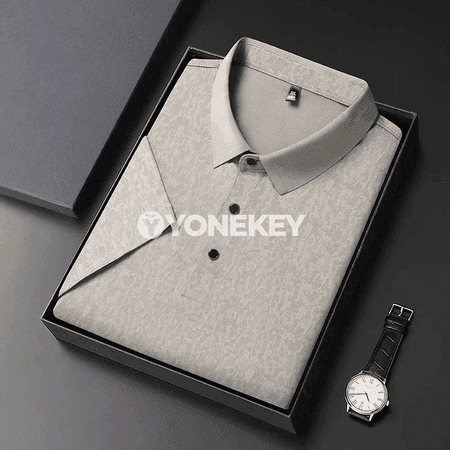 Erkekler üçin ýeňil geometriýaly polo köýnek, tomuslyk, dem alýan