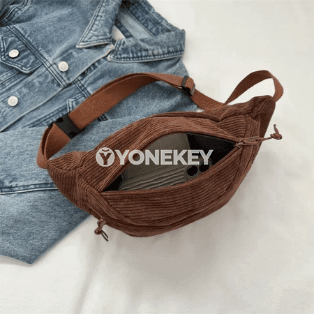 Zenanlar üçin korduroý bil sumkasy, egin we crossbody görnüşli