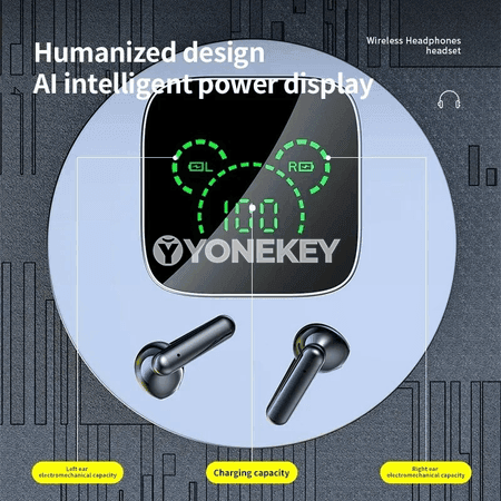 TWS Bluetooth simsiz nauşnikler, sensor dolandyryşly, LED displeýli