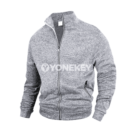 Erkekler üçin ýaz- güýz dik ýaka zipli ýeňil jaket