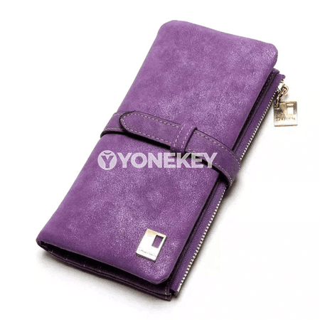 Zenanlar üçin uzyn multi-kartaly deri gapjyk, kross-begli clutch