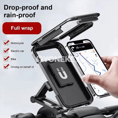 Welosiped we motosikl üçin suw geçirmeýän telefon saklaýjy, 360°