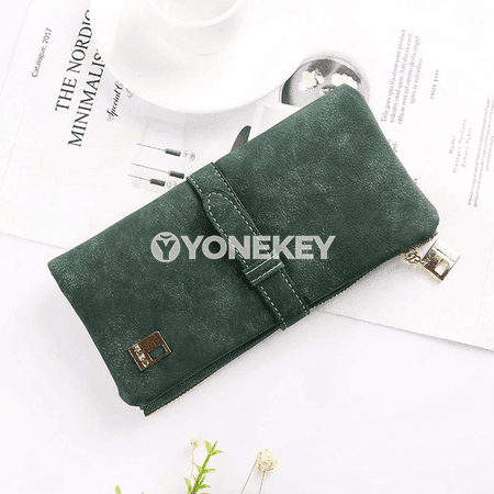 Zenanlar üçin uzyn multi-kartaly deri gapjyk, kross-begli clutch