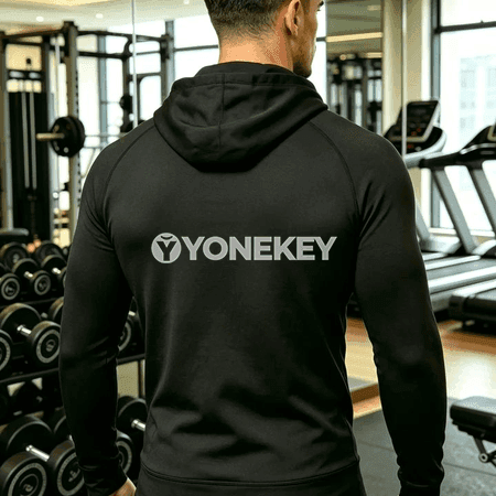 Erkekler üçin ýeňil sport zipli hudili sweatshirt
