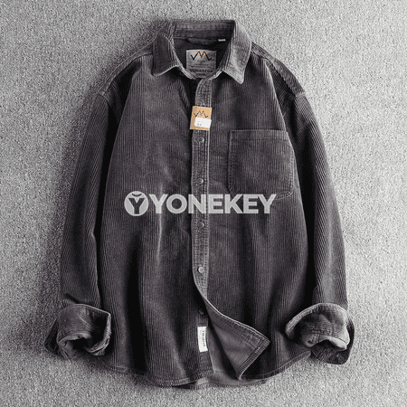 Erkekler üçin korduroý uzyn ýeňli gündelik köýnek-jaket