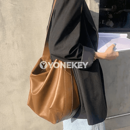 Zenanlar üçin vintage görnüşli PU deri uly sumka, egin we crossbody