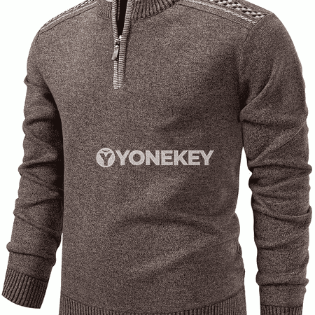 Erkekler üçin fermuarly gündelik hudi, güýz-gyş trikotaž sweatshirt