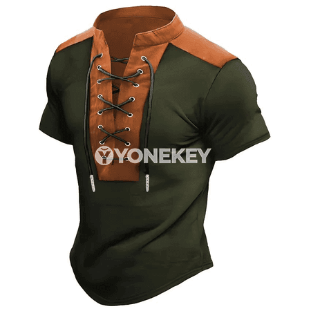 Erkekler üçin vintage gysga ýeňli çaply futbolka, ýazgyly rahat top