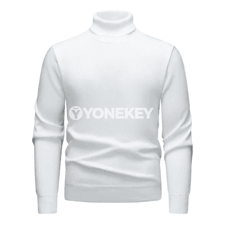 Erkekler üçin ýyly trikotaž golfikli switer, slim fit