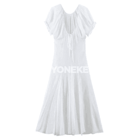 Zenanlar üçin tomusky V boýunly elegant uzyn köýnek