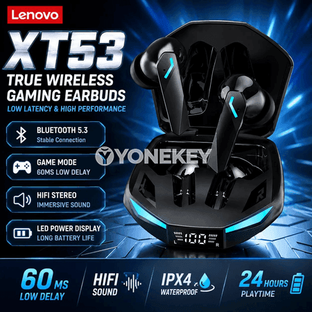Lenovo XT53 simsiz Bluetooth 5.3 oýun we sport nauşnikleri