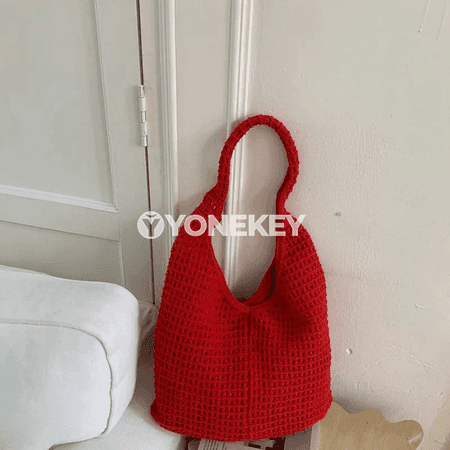 Zenanlar üçin örme tote sumka, uly göwrümli, ýeňil we tomsuň üçin amatly