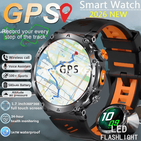 Erkekler üçin GPS sport akylly sagat, 3ATM suw geçirmeýän, kompasly