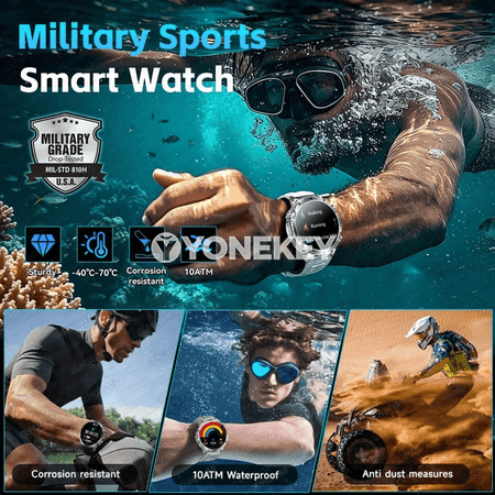 GUHUAVMI 1.7" sport akylly sagat, 1400 mAh, ýagtylyk, suwa çydamly
