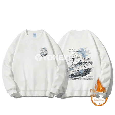 Erkekler üçin agyr pagta sweatshirt, ýaz-güýz üçin giň kesimli