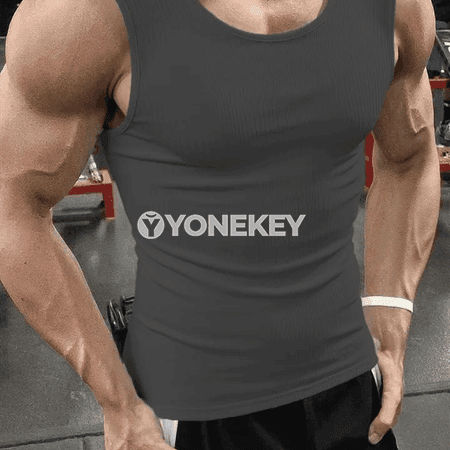 Erkekler üçin ýaz sport tank topy, ýeňsiz fitnes maýkasy
