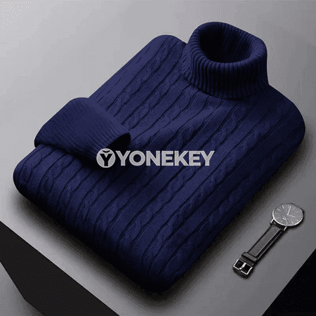 Erkekler üçin ýyly ýokary boýunly dokalan pullover, gyş üçin rahat köýnek