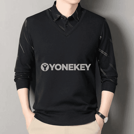 Erkekler üçin ýyly fleece polo görnüşli triko bluzka