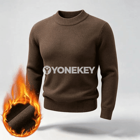 Erkekler üçin gyş ýyly trikotaž switeri, ýumşak fleece bilen