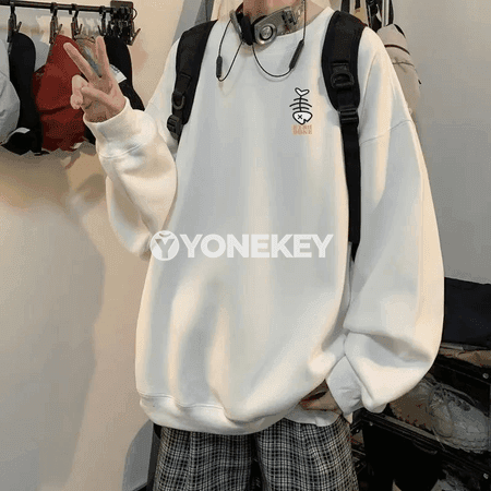 Erkekler üçin giň kesimli graffiti görnüşli ýyly sweatshirt, M-8XL