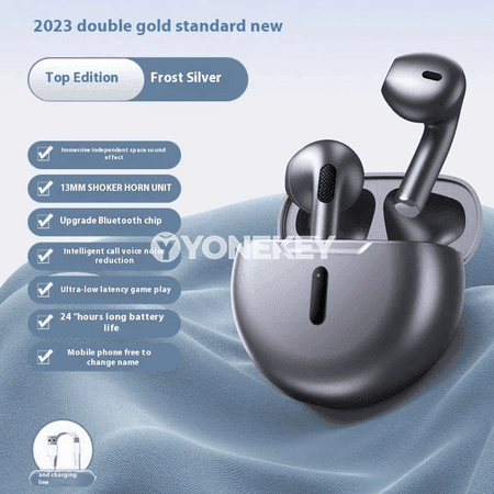Bluetooth 5.3 simsiz nauşnikler, mikrofonly, ses izolýasiýaly