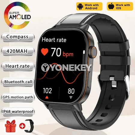 GUHUAVMI aýallar üçin akylly sport sagaty, GPS, 2.01 dýum AMOLED