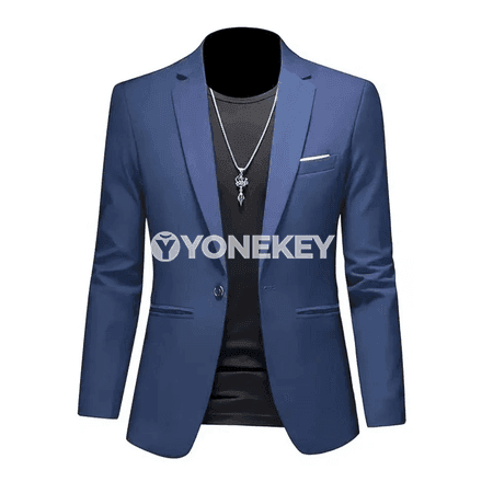 Erkekler üçin ýeňil resmi blazer, slim fit, bir düwme, güýz-ýasy