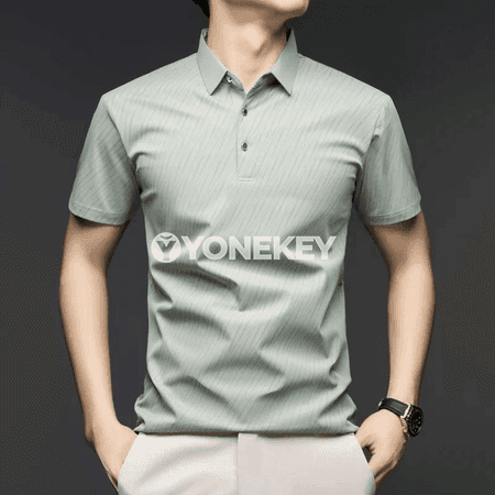 Erkekler üçin ýeňil ice silk polo köýnek, tomus üçin, dürli reňklerde
