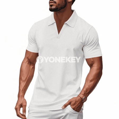 Erkekler üçin slim fit polo futbolka, ýeňil we dem alýan