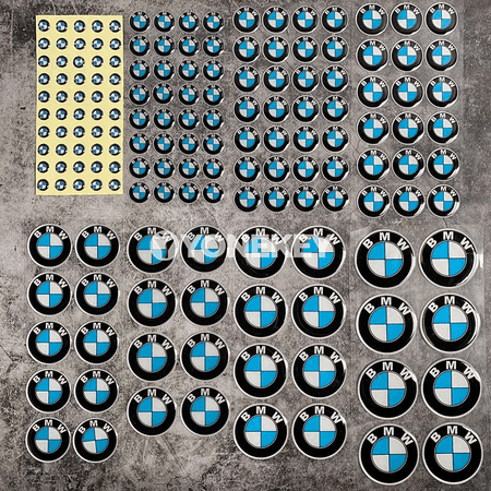 BMW üçin 2 bölekli metal emblema stikeri, 25–65 mm