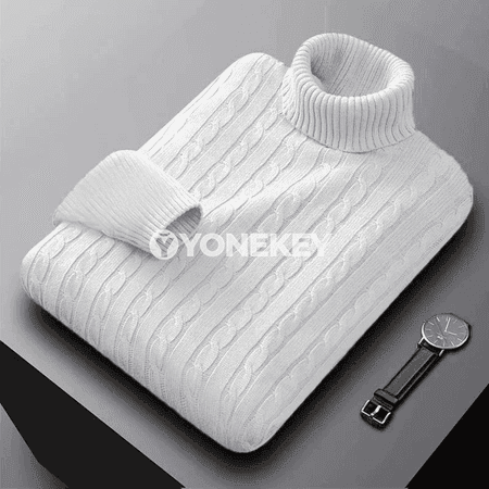 Erkekler üçin ýyly balakly gök boýun switeri, gyş üçin