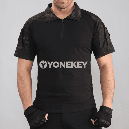 Erkekler üçin kamuflýaj ýeňil sport futbolkasy, çalt guraýan