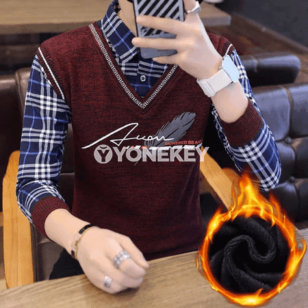 Erkekler üçin güýzki-gyşky ýyly polo boýunly switer
