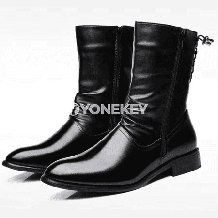 Erkekler üçin deri biker ädikler, ýokary boýun, gara stil