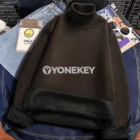 Erkekler üçin ýyly turtlenek pulower, ýumşak içki gatlakly gündelik model