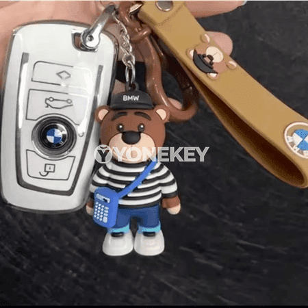 BMW üçin 3D aýy görnüşli silikon açar halkasy, awtoulag bezegi