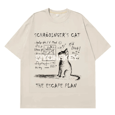 Schrodinger Cat fizikaly printli erkek-zenan üçin ýeňil futbolka
