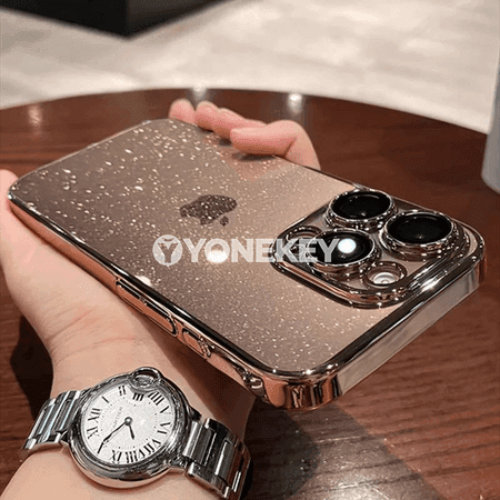 iPhone üçin açyk glitterli gorag gaby, güýçli ýeňil bumper