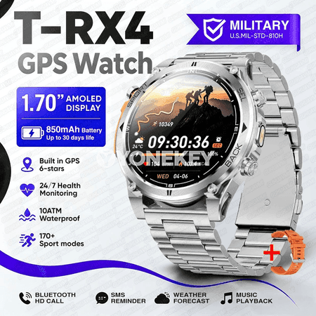 GUHUAVMI M70 GPS akylly sagat, 10ATM suw geçirmeýän, 1.7" AMOLED