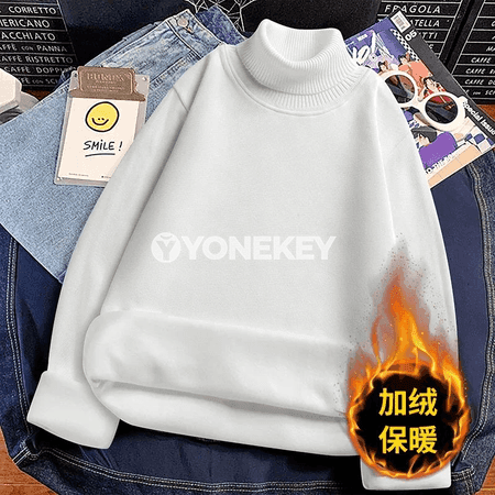 Erkekler üçin ýyly turtlenek pulower, ýumşak içki gatlakly gündelik model