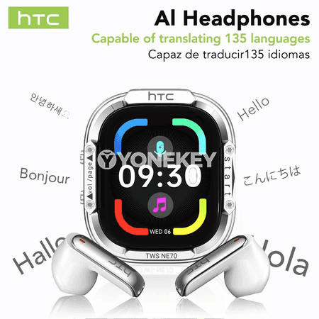 HTC NE70 Bluetooth AI terjimeçi gulakly, LED ekranly, HiFi