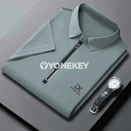 Erkekler üçin fermuarly ýazky polo köýnek, ýeňil we amatly