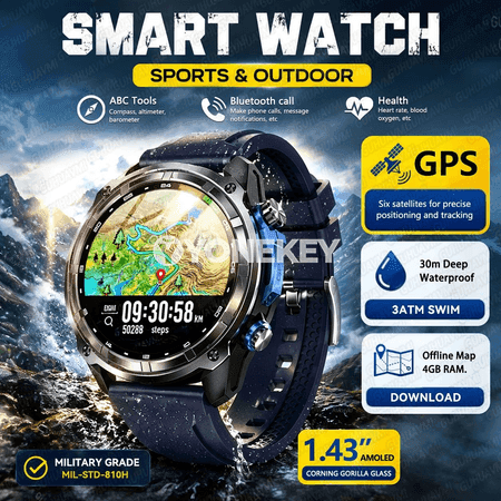GUHUAVMI GPS akylly sagat, 1.43" AMOLED, 4GB ýat