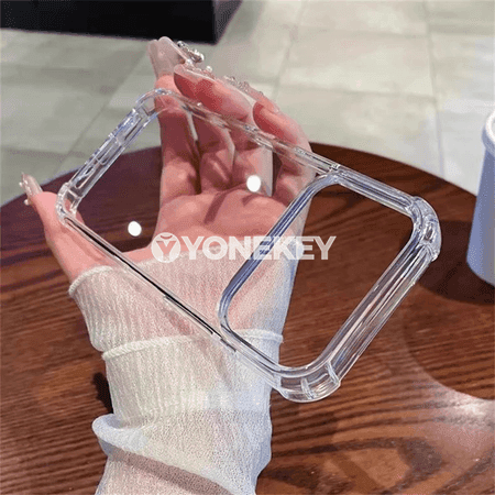 iPhone üçin açyk akril gorag korpusy, berklikli TPU çarçuwaly